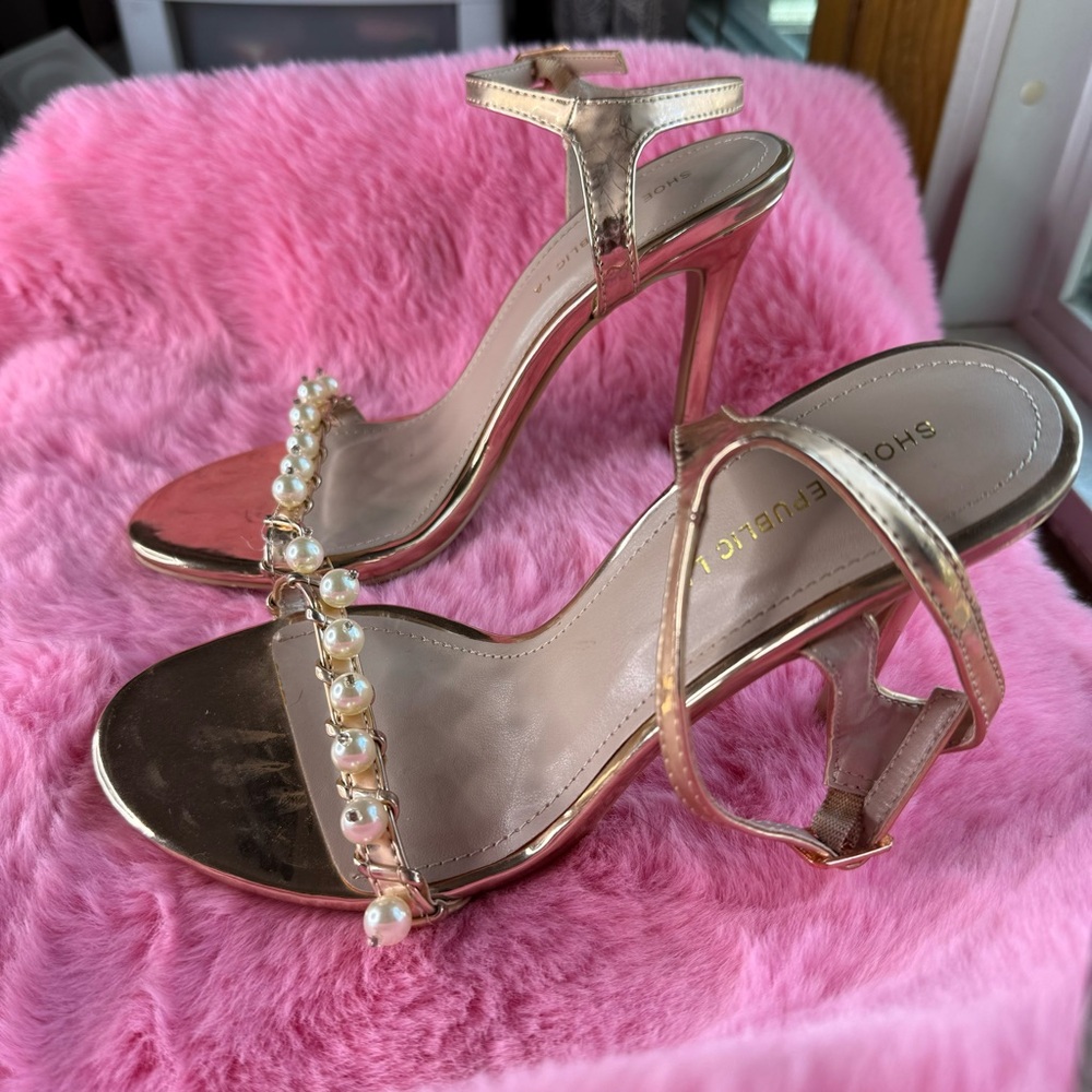 Rose gold pearl heels